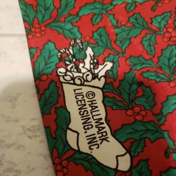 Lot Of 2: Vtg.Hallmark Christmas Santa Reindeer Holly Men’s Neckties Made in USA - Picture 8 of 9